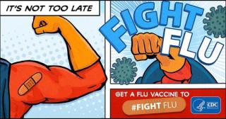 Cartoon image CDC flight the flu